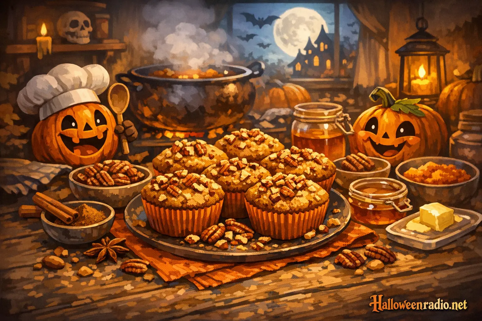 How to make pumpkin spice muffins with pecans